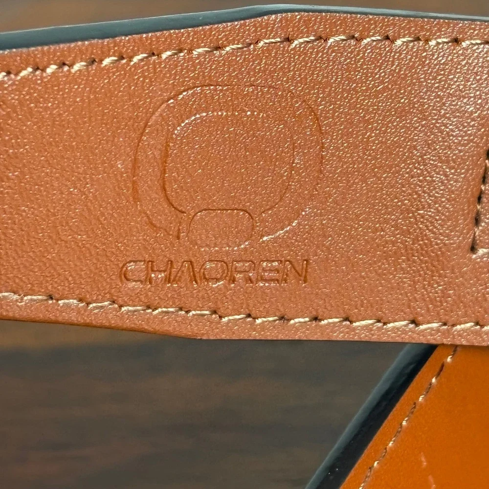 Chaoren Mens‎ Ratchet Belt Black Carbon Fiber Pattern Automatic Buckle Leather